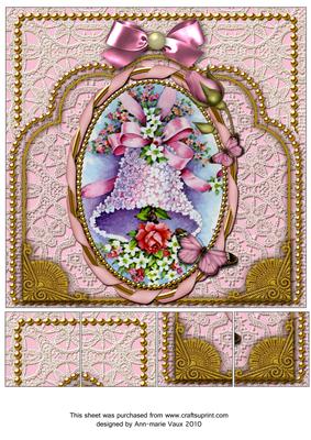 Pink Floral Bell 8in Topper Picture Sheet