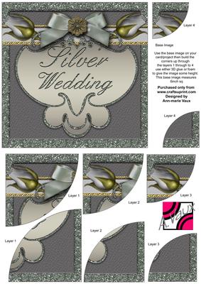 Silver Wedding Anniversary Rose 6in Duo Corner Stacker