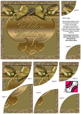 Golden Wedding Anniversary Rose 6in Duo Corner Stacker