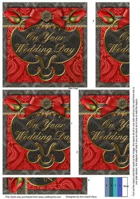 Black Red Double Rose Wedding Day 5in One Side Stacker