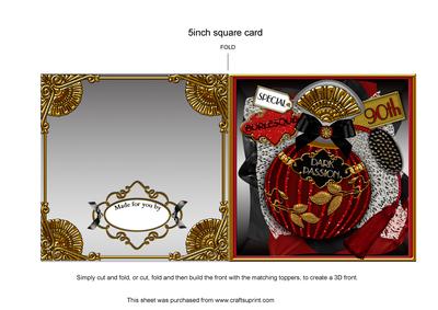 Burlesque Perfume 90th Birthday 5in Cut and Fold Card