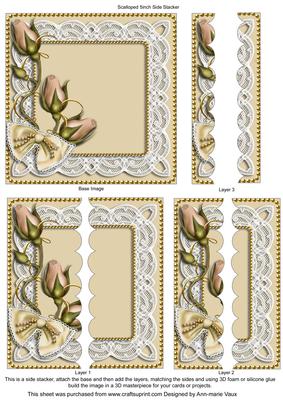 Cream Rosebuds 5inch Square Scalloped 2 Side Stacker