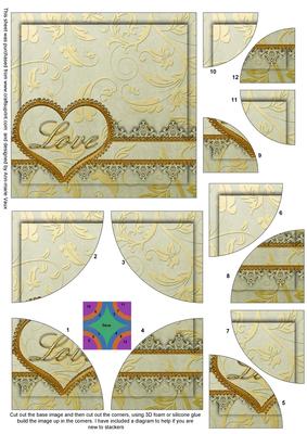 Gold Love All 4 Rounded Corner Stacker Card Front