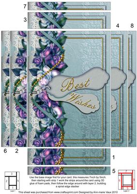 Blue Roses Best Wishes 7x5in Spiral Edge Stacker
