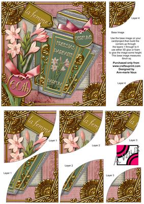 Freesias Perfume 60th Birthday 6in Duo Corner Stacker