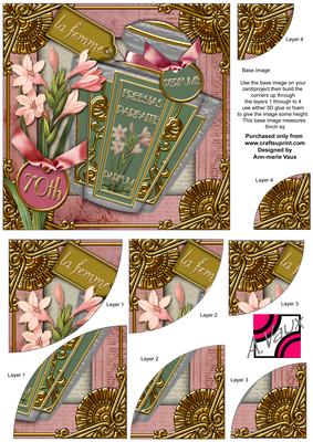 Freesias Perfume 70th Birthday 6in Duo Corner Stacker