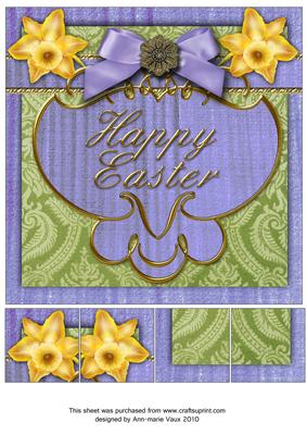 Easter Wishes Doulble Daffs 8in Picture Topper Sheet