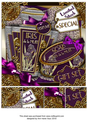 Night Iris Perfume Gift Set 8in Picture Topper Sheet