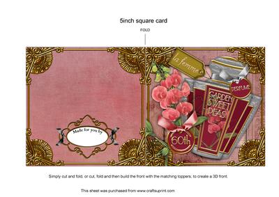 Sweet Peas Perfume 60th Birthday 5in Cut and Fold Card