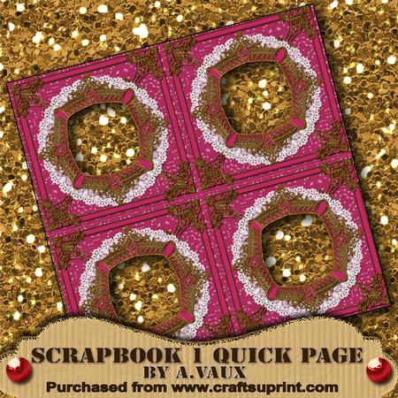Vintage Pink Ornate Lace Frame Quad Scrapbook Quick Page