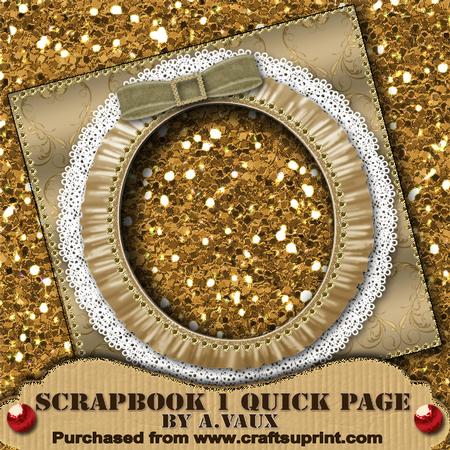 Gold Heart Ornate Lace Ruffle Frame Quad Scrapbook Q Page