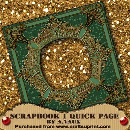 Vintage Green Ornate Frame Quad Scrapbook Q Page