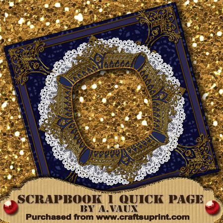 Blue Ornate Lace Frame Quad Scrapbook Quick Page