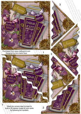 Parma Violets Birthday Wishes 5in Scallop Corner Stacker