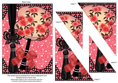 Black Blossom Fan 7x5in Triangle Duo Corner Stacker