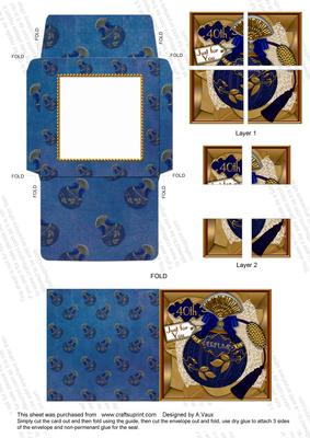 Blue Sapphire 40th Perfume Card Envelope Corner Stacker