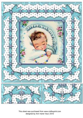 Blue Baby Boy Embroidery Anglaise 8in Picture Topper Sheet