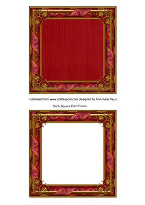 Red Watercolour Tapestry 5in Card Front and Ornate Frame
