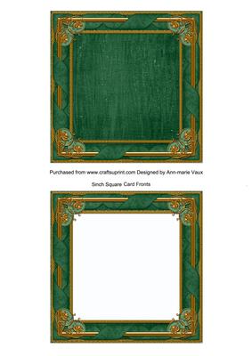 Deep Green Tapestry 5in Card Front and Ornate Frame