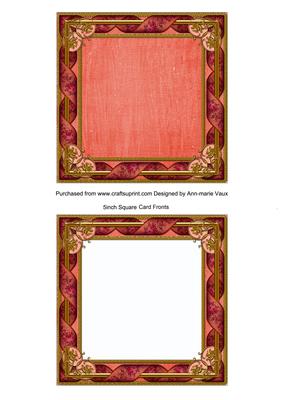 Coral Tapestry 5in Card Front and Ornate Frame