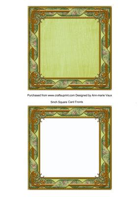 Lime Watercolour Tapestry 5in Card Front and Ornate Frame