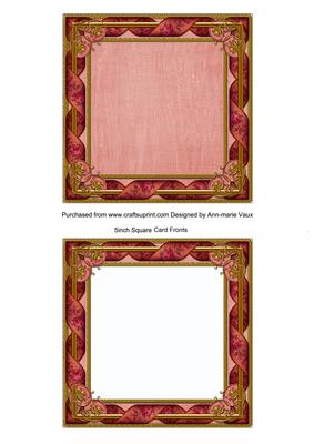 Pink Watercolour Tapestry 5in Card Front and Ornate Frame
