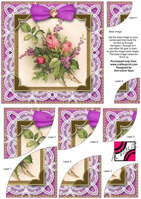 Lace Purple Rose 6in Duo Corner Stacker