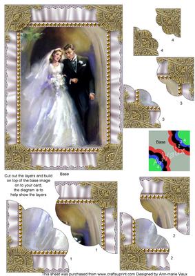 Wedding Couple Ruffle 7x5in Scalloped Corner Stacker