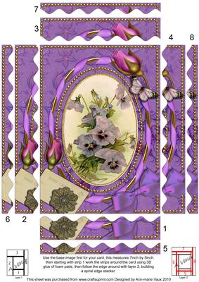 Purple Pansies Butterflies 7x5in Wavy Spiral Edge Stacker