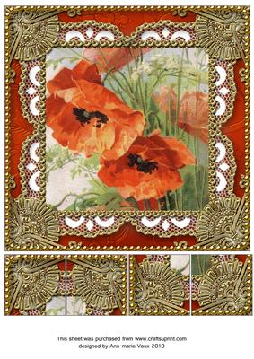 Vintage Poppies 8inch Picture Topper Sheet