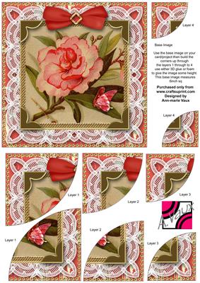Oriental Peony Lace 6in Duo Corner Stack Card Front