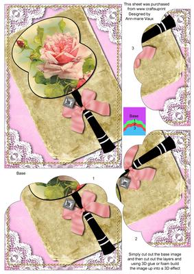 Pink Rose Oriental Fan 7x5in Scallped Bottom Stacker