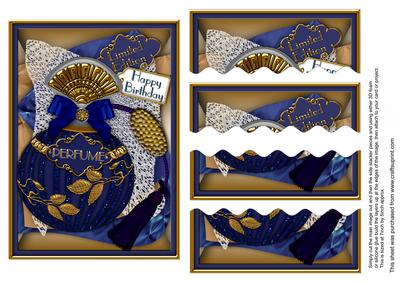 Blue Sapphire Birthday Perfume 7x5 Wavy Top Bottom Stacker