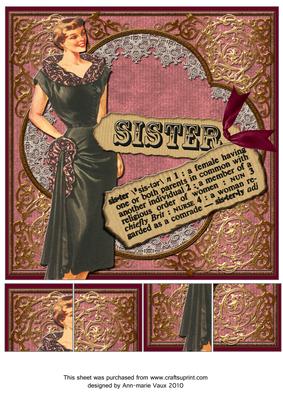 Sister Definition 8inch Picture Topper Sheet