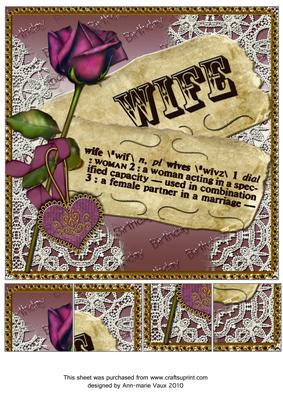 Plum Rose Wife Definition 8inch Picture Topper Sheet