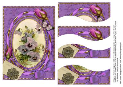 Purple Pansies Ornate 7x5in Swirvey Top and Bottom Stacker