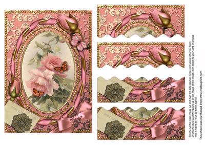 Rose Bouquet Ornate Lace 7x5in Wavy Top and Bottom Stacker