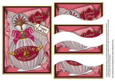 Rose Birthday Perfume 7x5in Swirvey Top and Bottom Stacker