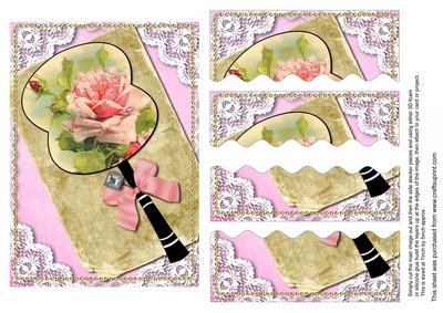 Pink Roseoriental Fan Lace 7x5in Wavy Top and Bottom Stacker