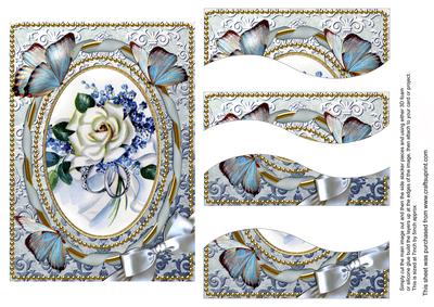 White Rose Butterflies 7x5in Swirvey Top and Bottom Stacker