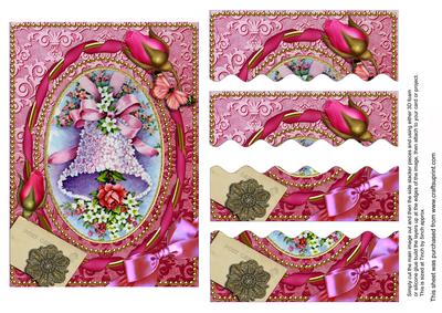 Pink Floral Bells 7x5in Wavy Top and Bottom Stacker
