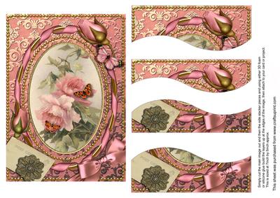 Pink Rose Butterflies 7x5in Swirvey Top and Bottom Stacker