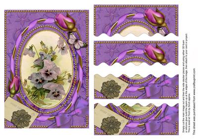 Ornate Purple Pansies 7x5in Wavy Top and Bottom Stacker