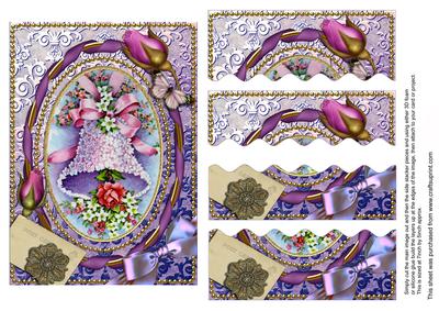 Lilac Floral Bells 7x5in Wavy Top and Bottom Stacker