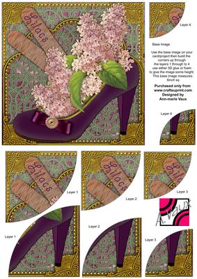 Lilac Shoe Flowers 6in Duo Corner Stacker