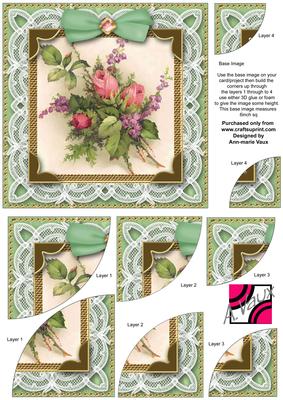 Green Rose Bouquet 6in Duo Corner Stacker