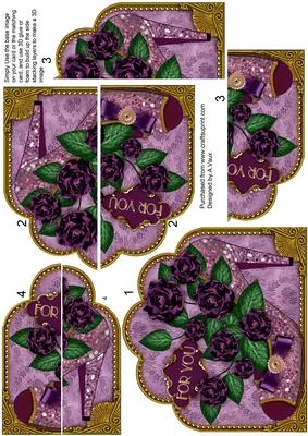 Purple Glitter Rose Shoe Ornate Scalloped Side Stacker