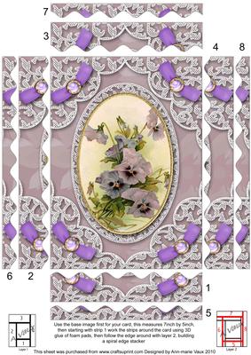 Purple Lace Pansies 7x5in Spiral Wavy Edge Stacker