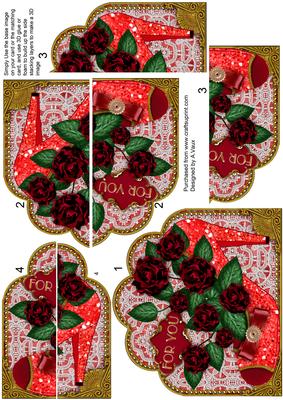 Red Glitter Rose Shoe Ornate Scalloped Side Stacker