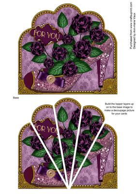 Lilac Roses Glitter Shoes Ornate Scallop Deco Stacker